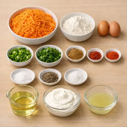 Ingredients for Spicy Sweet Potato Pancakes with Cilantro Yogurt