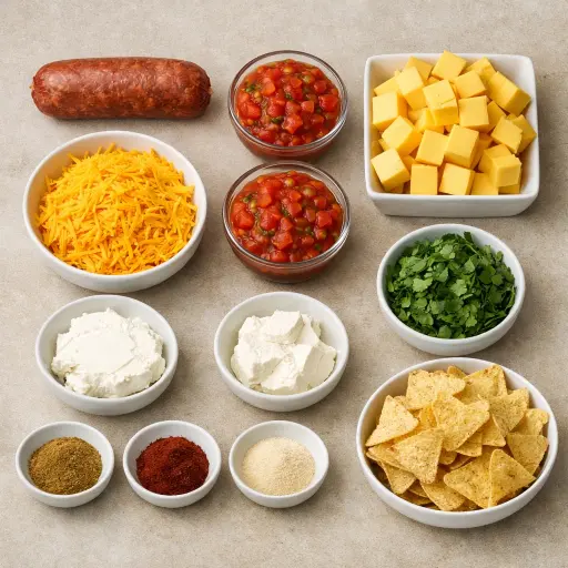 Ingredients for Spicy Tex-Mex Rotel Cheese Dip