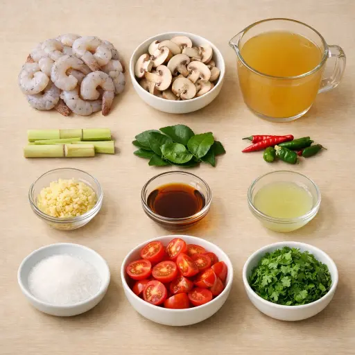 Ingredients for Spicy Thai Tom Yum Soup