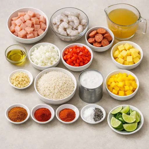 Ingredients for Spicy Tropical Jambalaya