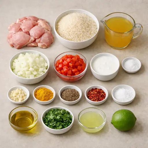 Ingredients for Spicy Turmeric Chicken and Rice Casserole