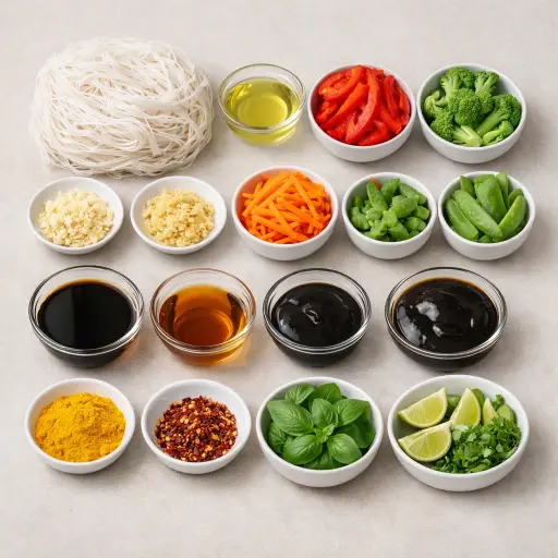 Ingredients for Spicy Turmeric Drunken Noodles