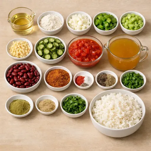 Ingredients for Spicy Vegan Creole Gumbo