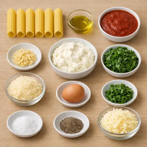 Ingredients for Spinach & Ricotta Stuffed Manicotti