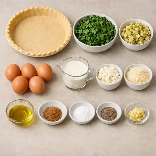 Ingredients for Spinach and Artichoke Quiche