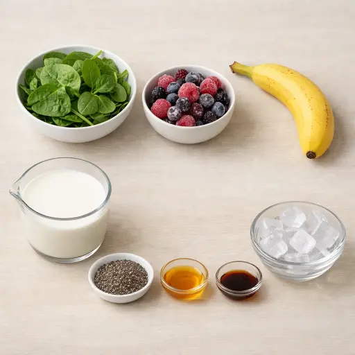 Ingredients for Spinach and Berry Smoothie