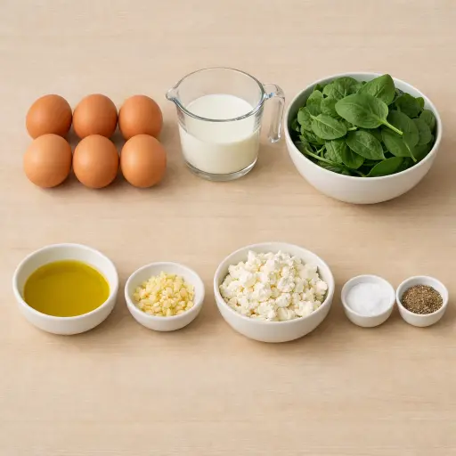 Ingredients for Spinach and Feta Frittata