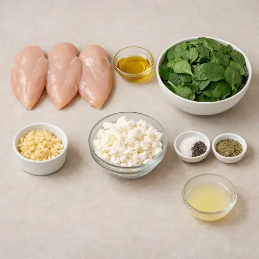 Ingredients for Spinach and Feta Stuffed Chicken Breasts