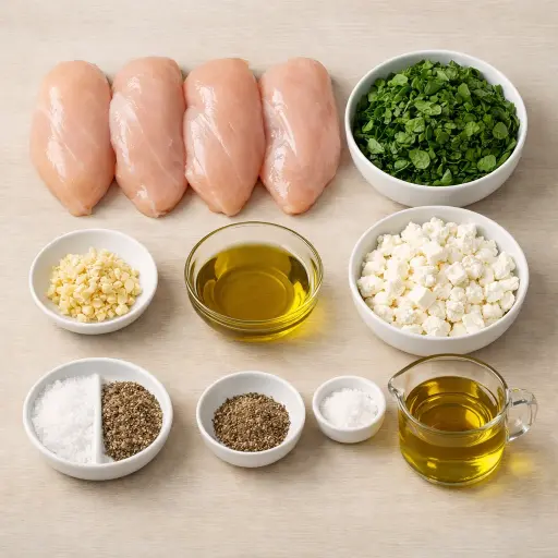Ingredients for Spinach and Feta Stuffed Chicken