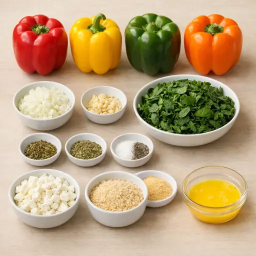 Ingredients for Spinach and Feta Stuffed Peppers