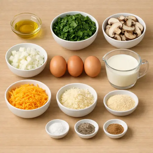 Ingredients for Spinach and Mushroom Crustless Quiche