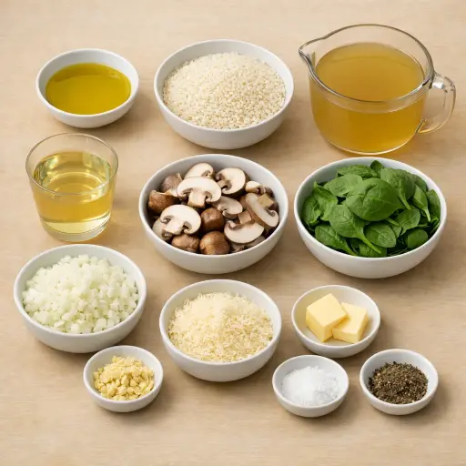 Ingredients for Spinach and Mushroom Risotto