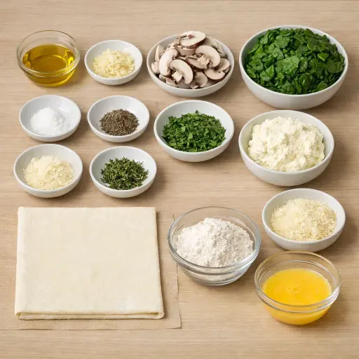 Ingredients for Spinach and Mushroom Savory Tart