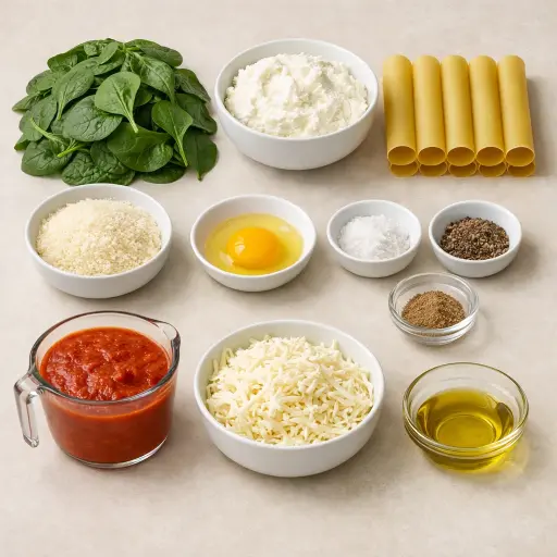 Ingredients for Spinach and Ricotta Cannelloni