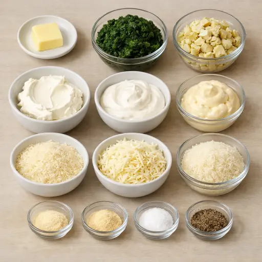 Ingredients for Spinach Artichoke Dip