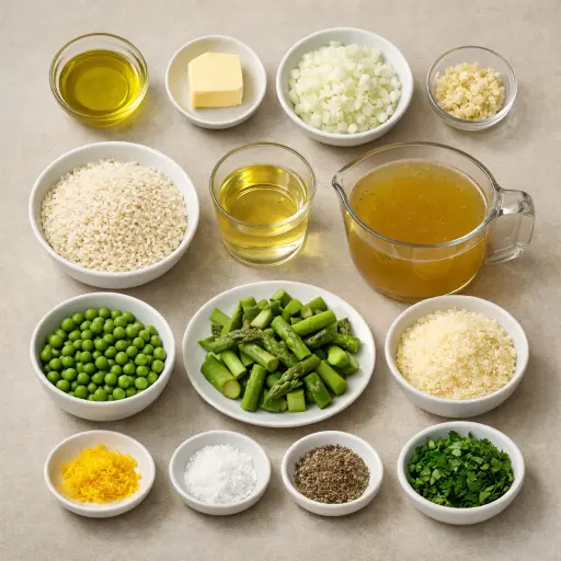 Ingredients for Spring Pea and Asparagus Risotto