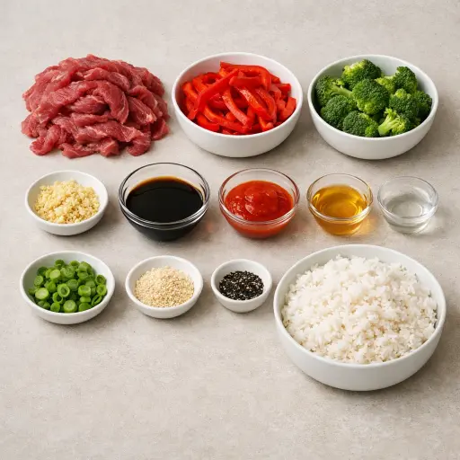 Ingredients for Sriracha Beef Stir-Fry
