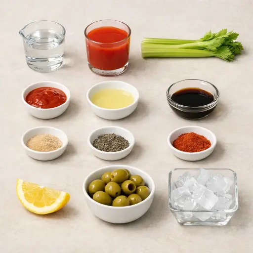 Ingredients for Sriracha Bloody Mary