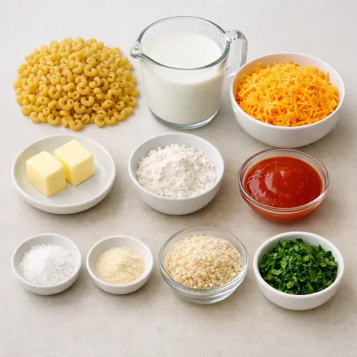 Ingredients for Sriracha Mac and Cheese