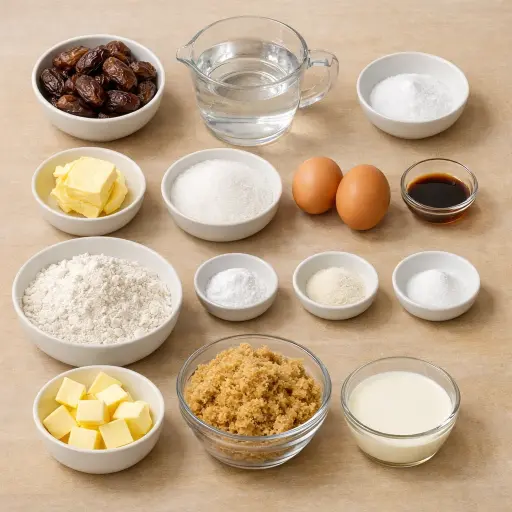 Ingredients for Sticky Toffee Pudding