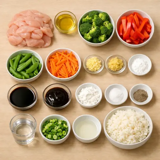 Ingredients for Stir-Fried Chicken and Vegetables