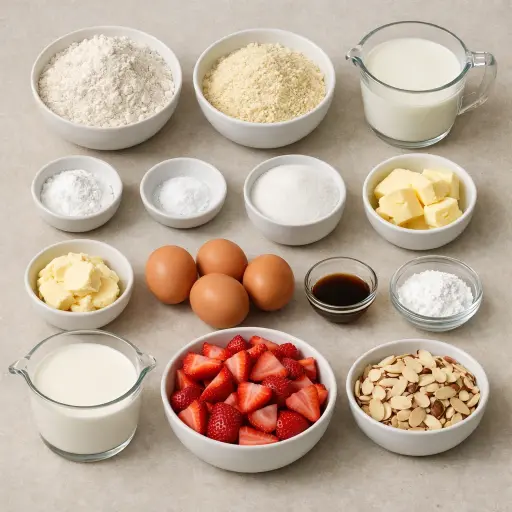 Ingredients for Strawberry Almond Delight Cake