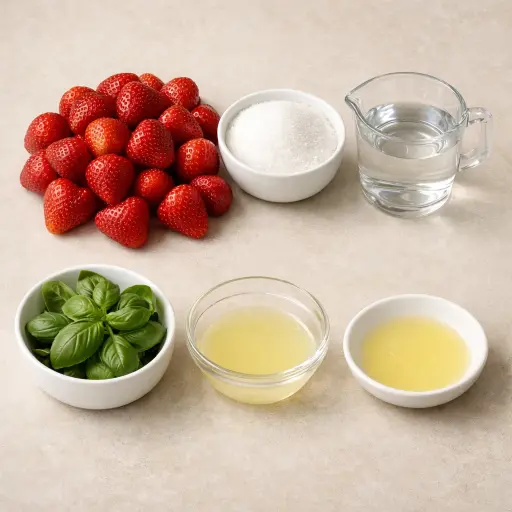 Ingredients for Strawberry and Basil Sorbet