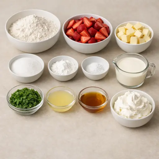 Ingredients for Strawberry Basil Shortcake