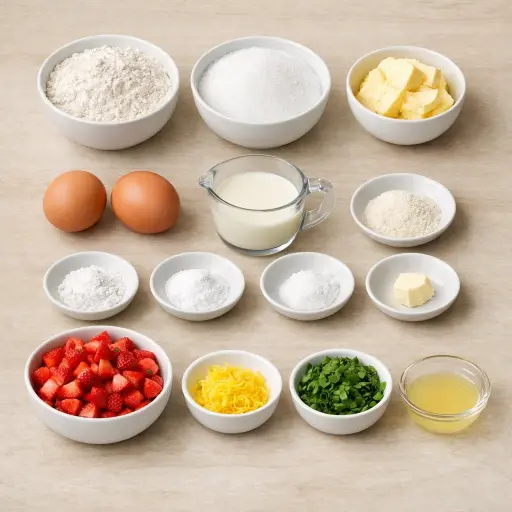 Ingredients for Strawberry Lemon Basil Cake