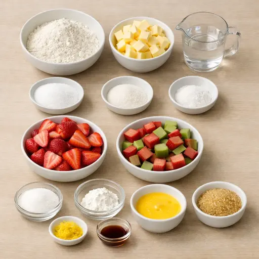 Ingredients for Strawberry Rhubarb Galette