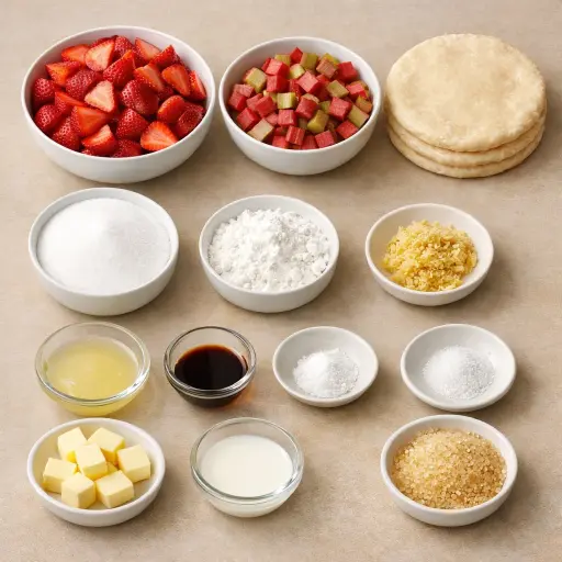 Ingredients for Strawberry Rhubarb Ginger Pie