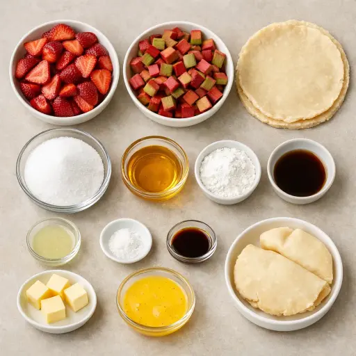 Ingredients for Strawberry Rhubarb Honey Pie