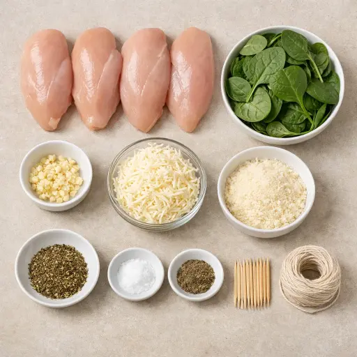 Ingredients for Stuffed Chicken Breast with Spinach and Cheese