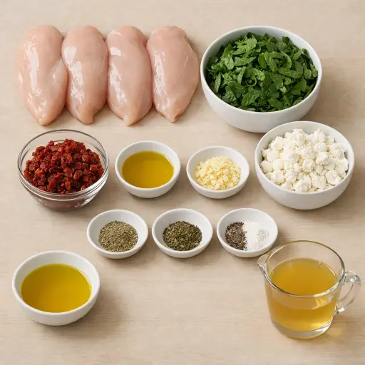 Ingredients for Stuffed Chicken Breast with Spinach and Feta