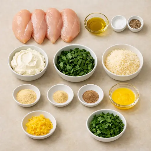 Ingredients for Stuffed Chicken Breast with Spinach and Ricotta