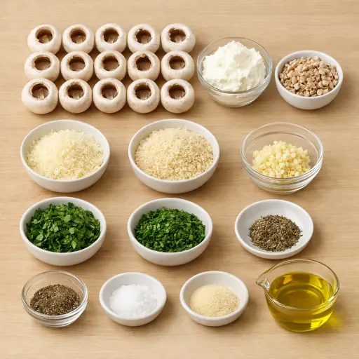 Ingredients for Stuffed Mushrooms with Goat Cheese