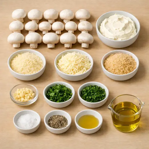 Ingredients for Stuffed Mushrooms with Herbs and Cheese