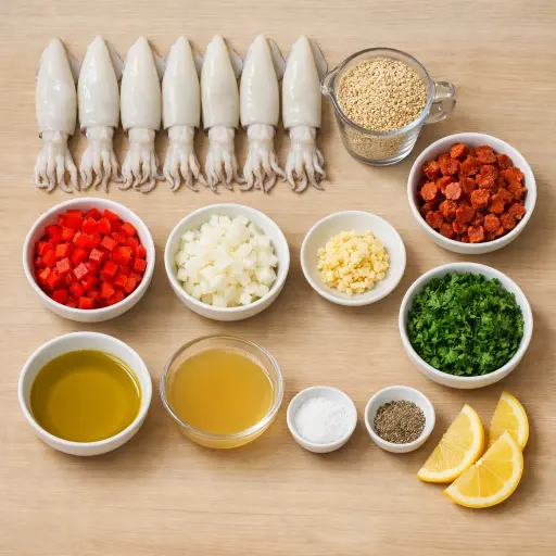 Ingredients for Stuffed Squid with Chorizo and Quinoa