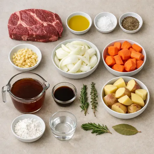 Ingredients for Succulent Slow Cooker Pot Roast with Herb Gravy