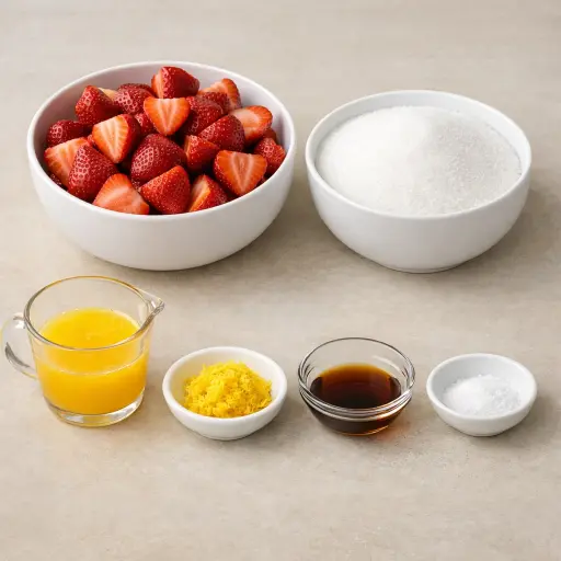 Ingredients for Summer Citrus Strawberry Jam