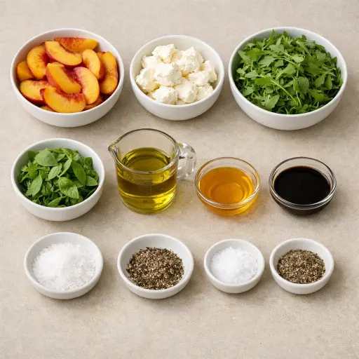 Ingredients for Summer Peach and Burrata Salad