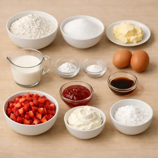 Ingredients for Sun-Kissed Strawberry Delight Cake