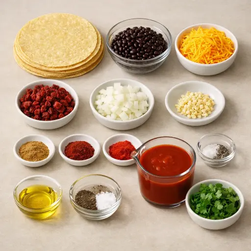 Ingredients for Sundried Tomato and Black Bean Enchiladas