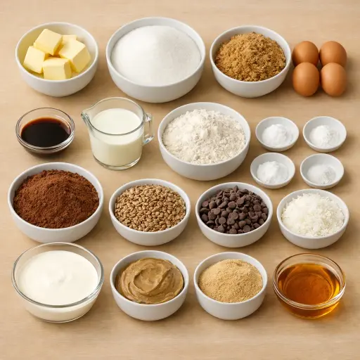 Ingredients for Sunflower Seed Chocolate Cake