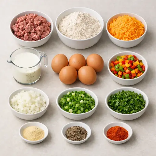 Ingredients for Sunrise Sausage Bisquick Casserole