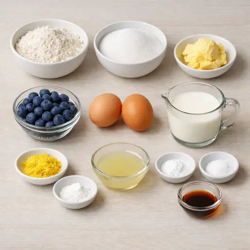 Ingredients for Sunshine Blueberry Lemon Cake