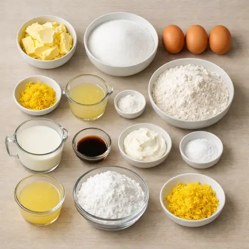 Ingredients for Sunshine Lemon Zest Cake