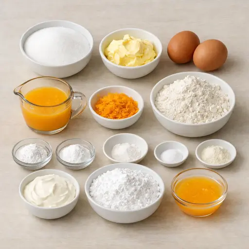 Ingredients for Sunshine Orange Drizzle Cake
