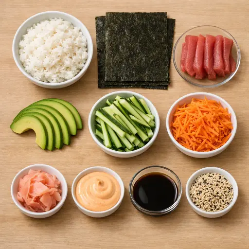 Ingredients for Sushi Burrito