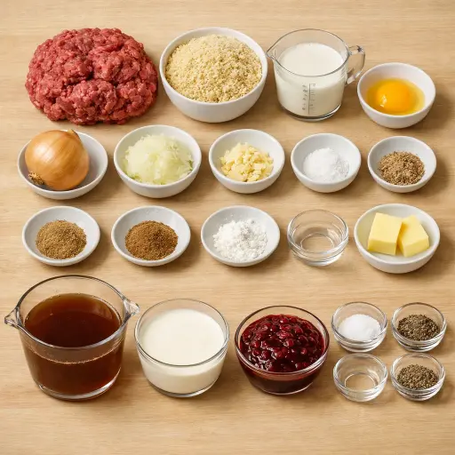 Ingredients for Swedish Meatballs with Lingonberry Sauce